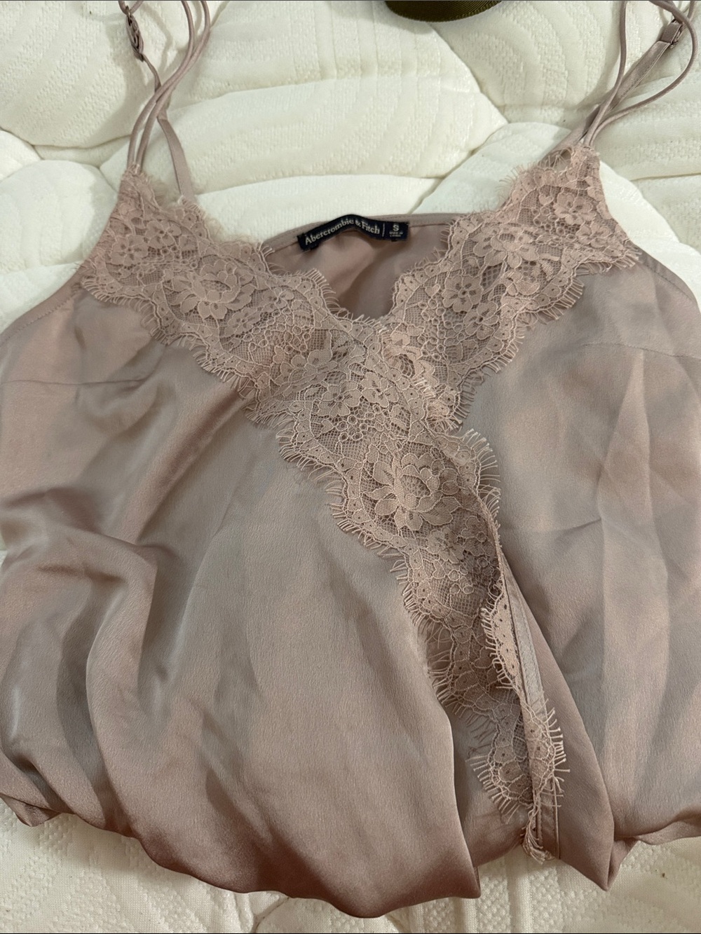 Abercrombie & Fitch Mauve Lace Trim Satin Bodysuit